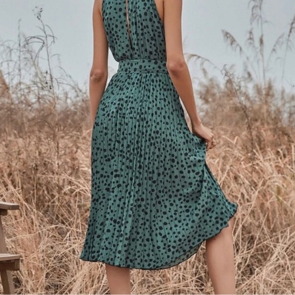 Women’s Boho Dalmatian Print Pleated Halter Dress, Worn Once, Perfect Condition - Picture 2 of 11